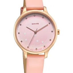 Sonata Women Embellished Dial & Leather Straps Analogue Watch 87050WL04-46