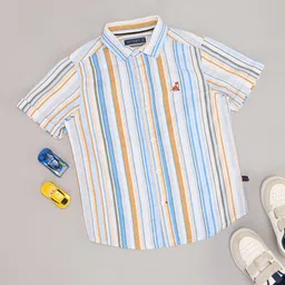 Pantaloons Junior Boys Multi Stripes Opaque Party Shirt-10