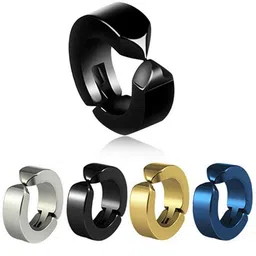 Teeragaj Unisex Set Of 5 Stainless Steel Circular Shaped Hoop Earrings-picture-49