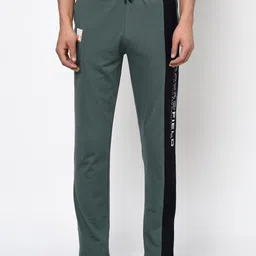 Octave Men Sea Green & Black Solid Cotton Track Pants with Side Striped Detail-image-31