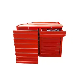 Rimsha 14-Drawer Tool Cabinet with Central Locking & Telescopic Slides 4 Inch (10.16 cm) Wheel Size Red 1000x450x850 mm Mild Steel for Industrial Use-36
