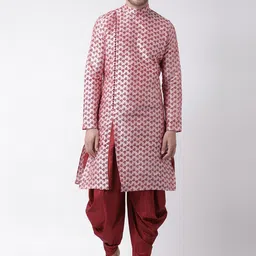 DEYANN Men Pink & Maroon Printed Kurta with Patiala-image-38