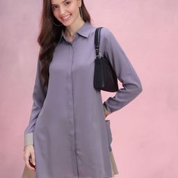 DressBerry Crepe Shirt Mini Dress with Pocket Detail-picture-36