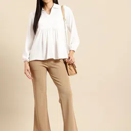 FITHUB Women High-Rise Wrinkle Free Trousers-image-11
