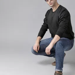Roadster Men Charcoal Grey Solid Sweatshirt-picture-25