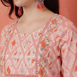 Anouk Women Ethnic Motifs Printed Regular Thread Work Kurta with Trousers & With Dupatta image 2