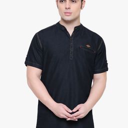 Kuons Avenue Men Black Solid Straight Kurta-picture-58