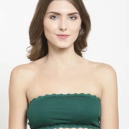PrettyCat Green Solid Non-Wired Lightly Padded Bandeau Bra PC-SB-5135-image-6