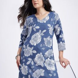 Anouk Rustic Floral Printed V-Neck Straight Kurta-image-74