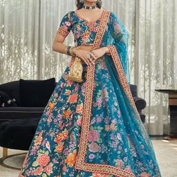 ETHNIC PLUS Printed Sequinned Semi-Stitched Lehenga & Unstitched Blouse With Dupatta-image-19