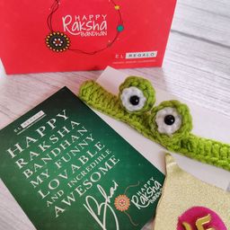 EL REGALO Green Knitted Rakhi With Card-31