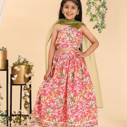 Cutiekins Girls Printed Ready to Wear Lehenga & Blouse With Dupatta-image-92