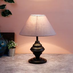 Devansh Beige & Black Solid Frustum Table Lamp-24