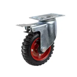 Muvall Solid Rubber Castor Wheel With Pressed Mild Steel I-Let Type Castor Size 150x50 mm, PSTIL B 150 50 SRTB-image-80