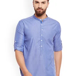 even Men Blue Striped Straight Kurta-image-26
