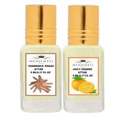 Menjewell Set of 2 Chandan-E-Khaas & Juicy Orange Attar-7