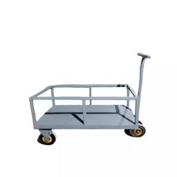 Rimsha Material Handling Trolley 6 Inch (15.24 cm) Wheel Size Solid Rubber 180° Moveable Handle 900x600x750 mm Mild Steel for Industrial Use-9