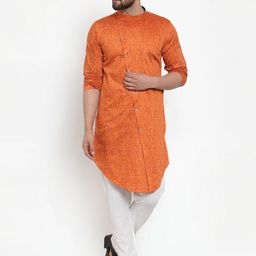 KLOTTHE Men Orange Printed Kurta-image-21