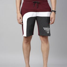 3PIN Men Maroon Colourblocked Cotton Knitted Regular Shorts-picture-11