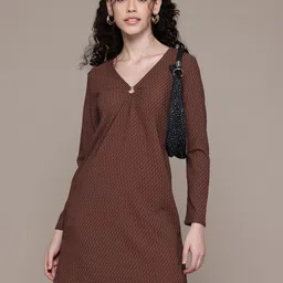Freehand by The Indian Garage Co Self Design A-Line Mini Dress-image-41