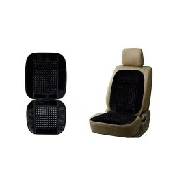 Auto Pearl Car Wooden Bead Seat Cushion with Black Velvet Border Compatible for All SUV Cars-image-80