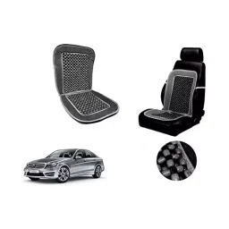 Auto Pearl Car Wooden Bead Seat Cushion with Grey Velvet Border Compatible for Mercedes-Benz C-Class-38