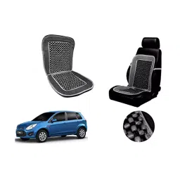 Auto Pearl Car Wooden Bead Seat Cushion with Grey Velvet Border Compatible for Ford Figo Type-1-46