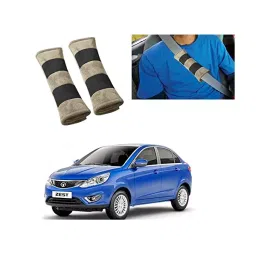 Auto Pearl Seat Belt Cushion (Pack of 2, Beige and Black) Compatible for Tata Zest-33