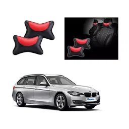 Auto Pearl Black and Red Designer Car Neck Rest Pillow Compatible for BMW 320D-38