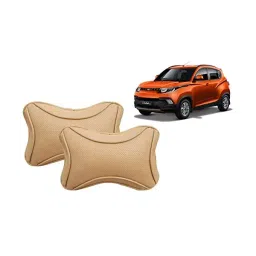 Auto Pearl Beige Dots CV Car Neck Rest Pillow Compatible for Mahindra KUV 100-42