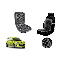 Auto Pearl Car Wooden Bead Seat Cushion with Grey Velvet Border Compatible for Fiat Nova Uno-17