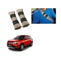 Auto Pearl Seat Belt Cushion (Pack of 2, Beige and Black) Compatible for Maruti Suzuki Brezza-10