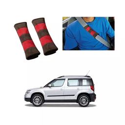 Auto Pearl Seat Belt Cushion (Pack of 2, Brown Red) Compatible for Skoda Yeti-image-93