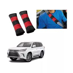 Auto Pearl Seat Belt Cushion (Pack of 2, Black, Red) Compatible for Lexus LX-image-98