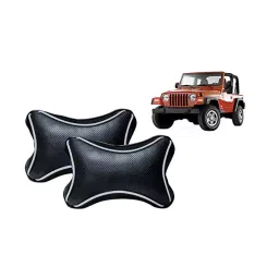 Auto Pearl Black Dots CV Car Neck Rest Pillow Compatible for Jeep Jeep-44