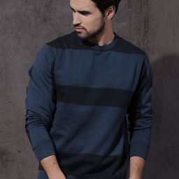 Roadster Men Blue Striped Sweatshirt-image-71