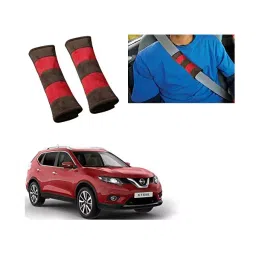 Auto Pearl Seat Belt Cushion (Pack of 2, Brown Red) Compatible for Nissan X Trail-48