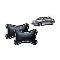 Auto Pearl Black Dots CV Car Neck Rest Pillow Compatible for Verna-45