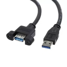 MakWorld USB 3.0 Male to Female Extension Cable with Screw Panel Mount 1 m, Black-7