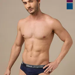 URBAN ADVENTURE Pack Of 3 Anti Bacterial Basic Briefs 3P-UAM-006(NVY-LAG-WINE)-picture-58