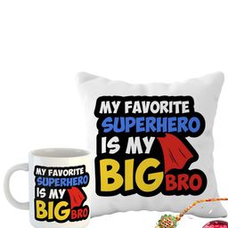 ARTBUG Stones-Studded & Beaded Rakhi With Roli Rice & Mug Cushion-image-50