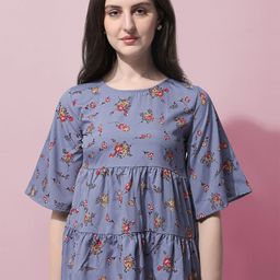 Oomph Floral Print Bell Sleeve Crepe Top-image-82