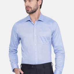 Turtle Men Blue Smart Slim Fit Solid Formal Shirt-image-94