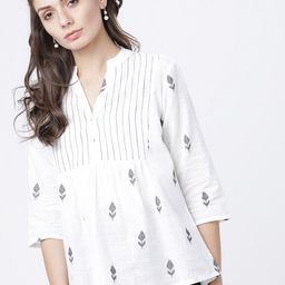 Vishudh Women Off-White Printed A-Line Top-58