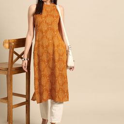 Anouk Women Yellow Bandhani Printed Kurta-4