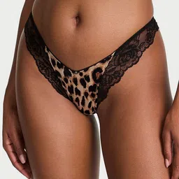 Victoria's Secret Printed Low-Rise Lace-Trim High-Leg Thong Briefs 112532014OHA-38