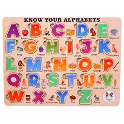 Enjunior Box Wooden Alphabets Puzzle without Knobs Educational and Learning Toy for Kids-27