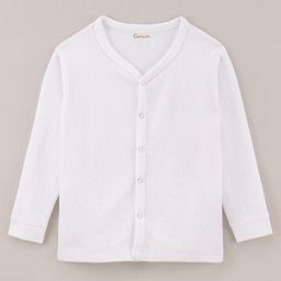 Kanvin Cotton Knit Full Sleeves Solid Thermal Vest - White-image-54