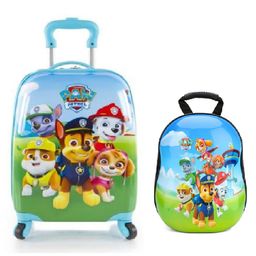 D PARADISE Paw Patrol Print Hard Case Trolley Bag & Hard-Shell Backpack - 16 Inches & 13 Inches-16