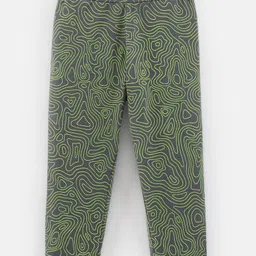 Pine Kids Cotton Knit Three Fourth Length Stretchable Leggings Abstract Print - Lava & Smoke-picture-25